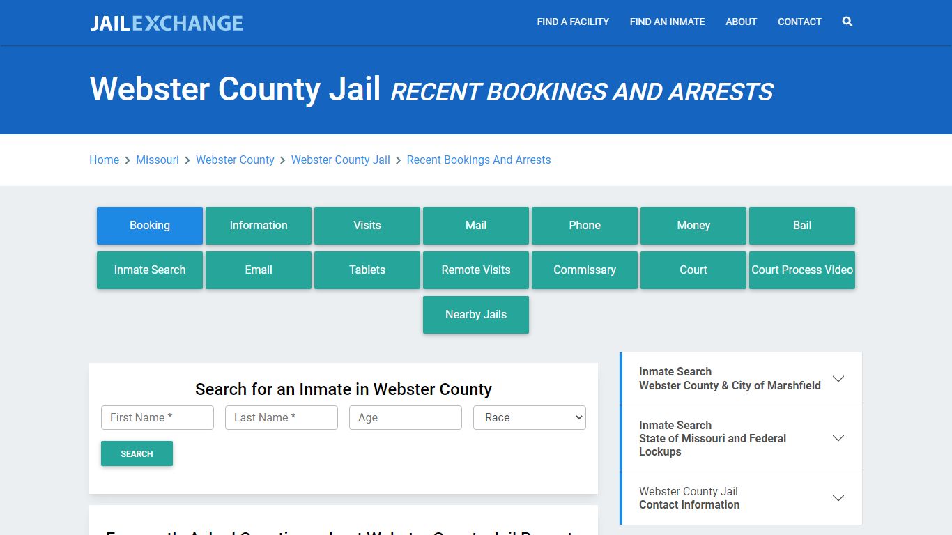 Webster County Jail MO Recent Arrests and Bookings - Jail Exchange